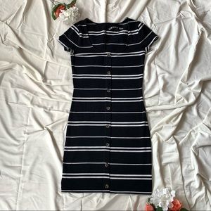 Striped Button-Front Body Con Dress